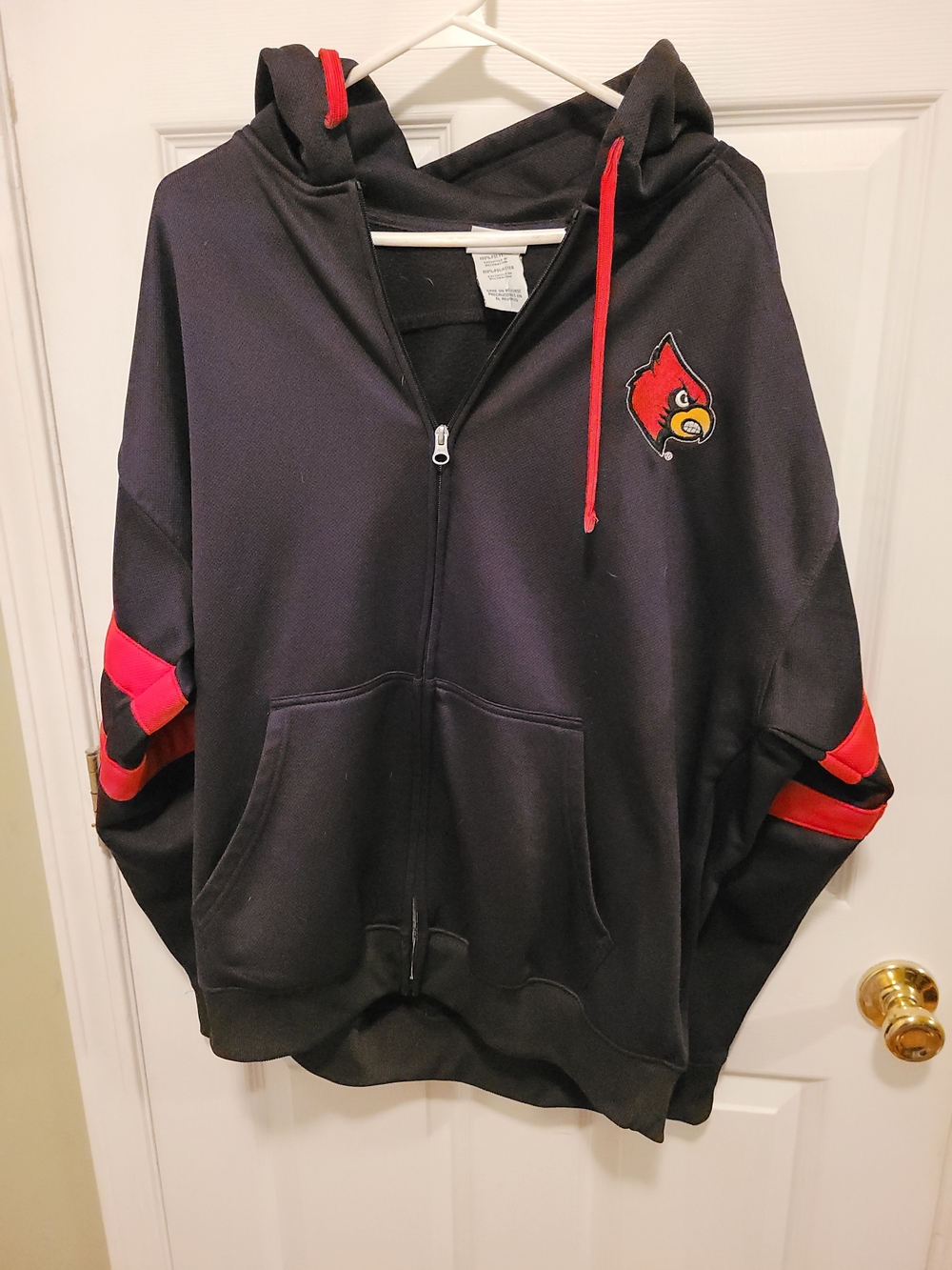 Pro Edge Black Hoodie with Red and Gold Cardinal Logo UofL